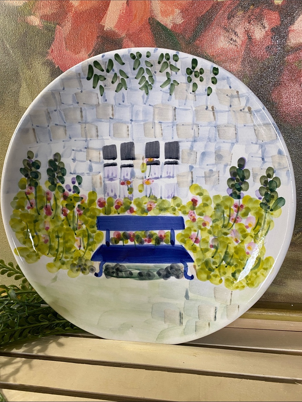 Vintage Collectors Plate, “Garden Bench”Collection by Formalities by Baum Bros